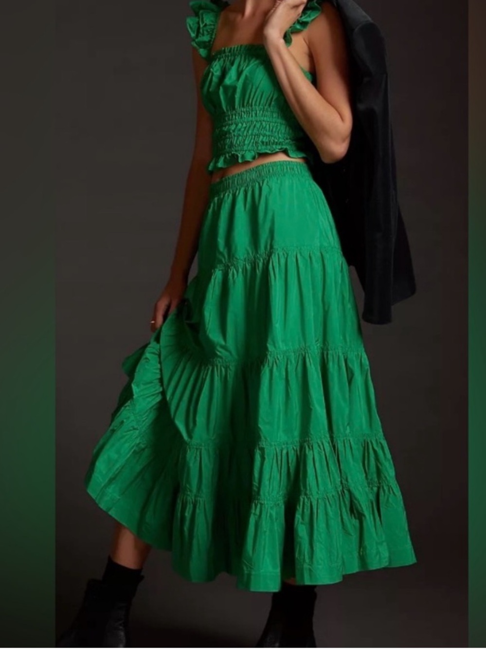 Anthropologie Maeve Taffeta Tiered Skirt and top. Like new & fully lined skirt.